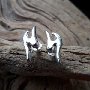 Handmade silver Pyro Earstuds