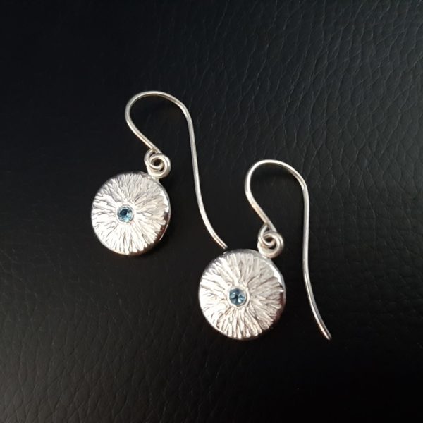 silver disc drop earrings