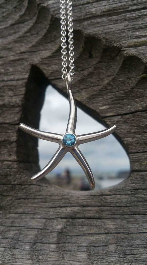 Starfish with Topaz Pendant Necklace by Rob Morris