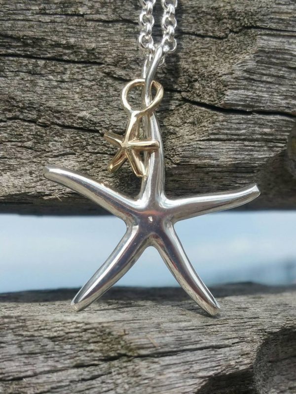 Starfish Pendant Necklace - with Solid Gold Baby by Rob Morris