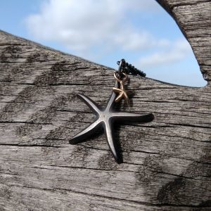 Starfish Pendant Necklace - Oxidised with Solid Gold Baby by Rob Morris