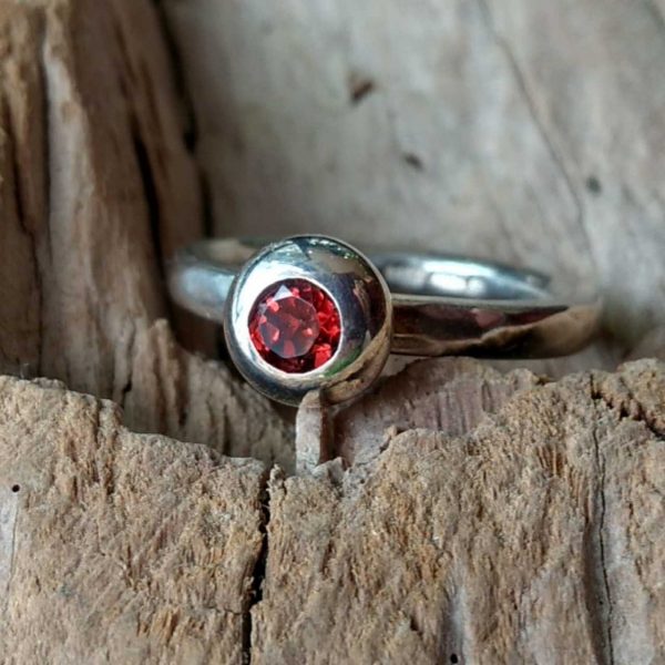 Handmade Sterling Silver Stack Ring, Round Silver Mount by Rob Morris