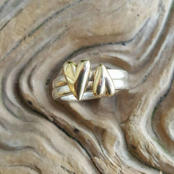 Medium Amor Ring in solid silver by Rob Morris with a solid gold heart