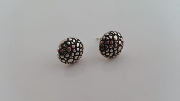 Round textured silver studs